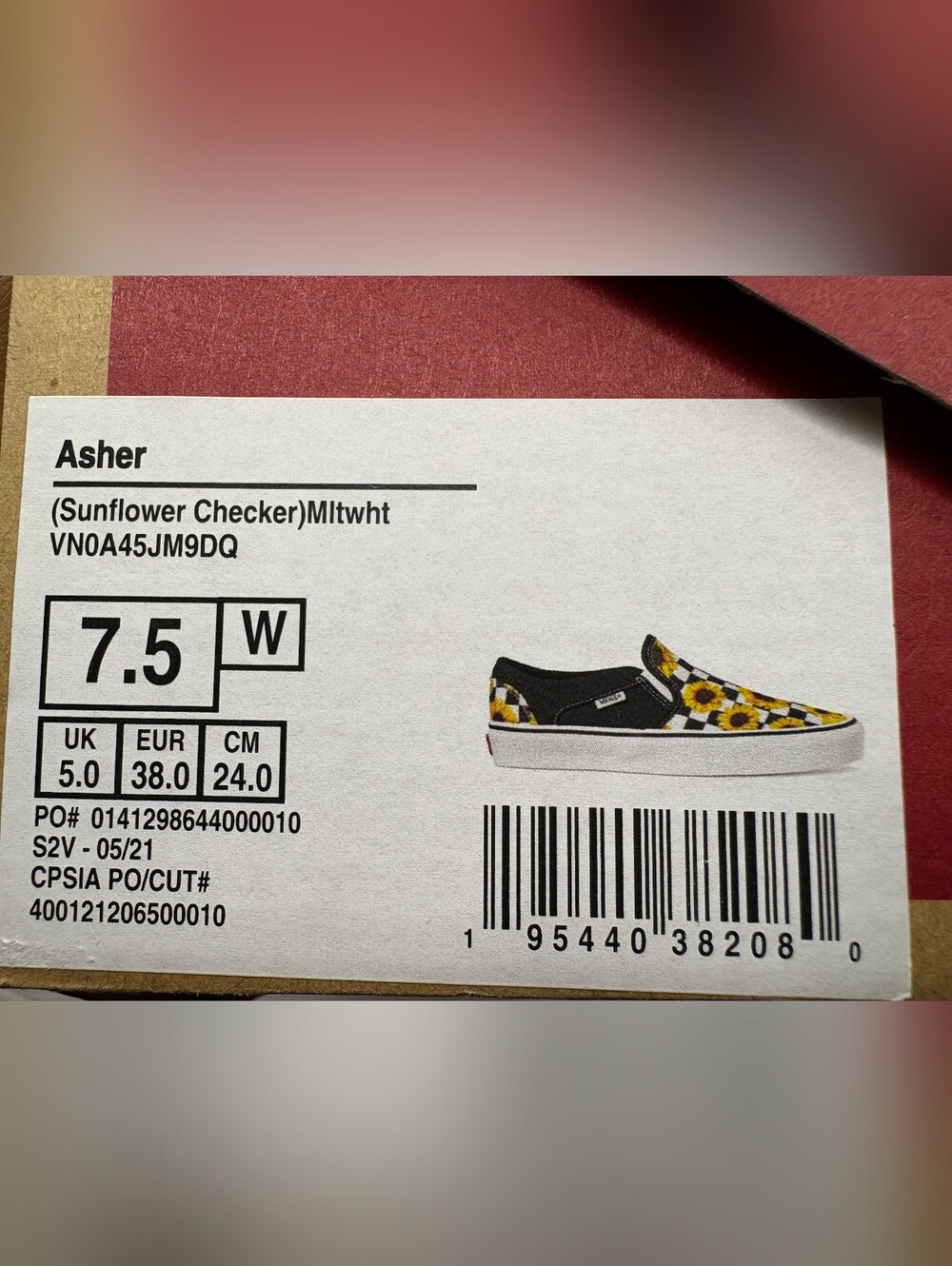 Vans Black and Yellow Sunflower Checkerboard Slip-On Sneakers - Picture 5 of 5